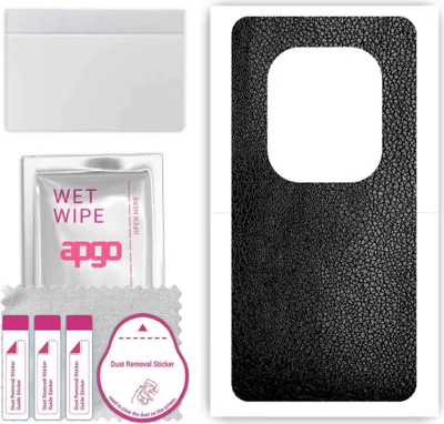 Produktbild von apgo Rückseite Schutzfolie, Skin, kompatibel mit Tecno Phantom X2, Hinten Displayschutzfolie aus Vinylfolie, kratzfest, einfache Montage - Schwarzes Leder