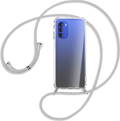 Produktbild von Handykette Backcover-Schutzhülle mit Band (Metall silberfarben) für Motorola Moto G51 5G - silbergrau