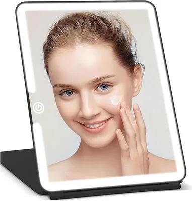 Immagine prodotto di INF Specchio LED Trucco da Tavolo con Luce, Portatile e Pieghevole Nero