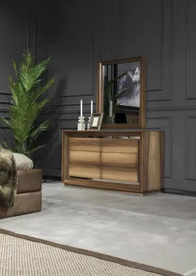 Produktbild von Elegantes Schlafzimmer Braun Kommode Kleiderschrank Bett Möbel 6tlg.