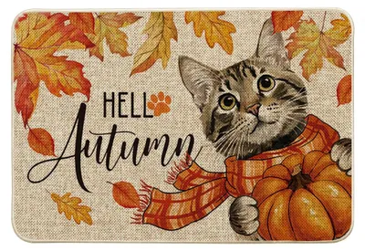 Fußmatte mit Katzenmotiv 40x60 cm, Hallo Herbst