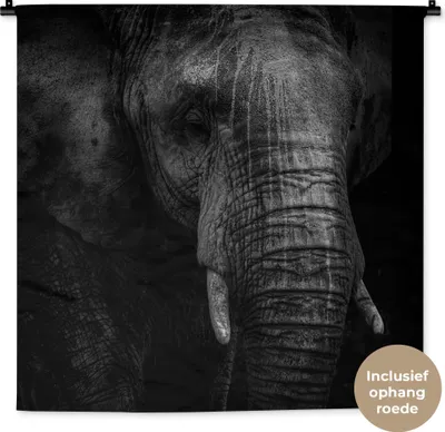 Produktbild von MuchoWow® Wandteppich Wandbehang Elefant - Tier - Porträt 90x90 cm Tapisserie Dekoration Wandtuch - Wandaufhänger