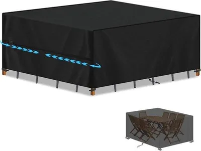 Productafbeelding van Tuinmeubelhoezen Waterdicht - Beschermhoes Tafel - Meubels Beschermen - 420D Oxford Stof - 240x180x75cm - Zwart