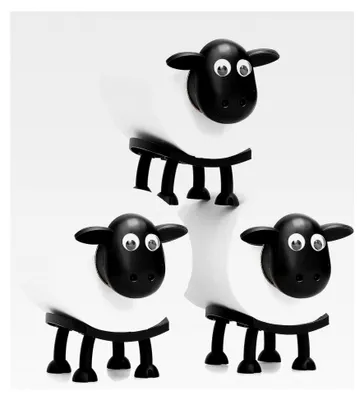 Produktbild von Toilettenpapierhalter mit Schaf - Freistehendes Badezimmer-Set, 3D-Druck, Schwarzes Schaf, Aufbewahrung für Seidenpapierrollen - 3er Set
