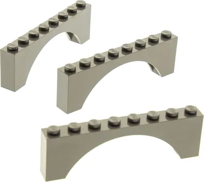 Produktbild von 3x Lego Bogenstein 1x8x2 alt-dunkel grau Bogen Brücke Burg Tor 4142640 3308