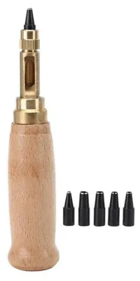 Produktbild von 6 in 1 Lochstanzer Bohrer Einstellbar Ledergürtel Ösen 1.5-3.5mm Massivholz Kupferkopf