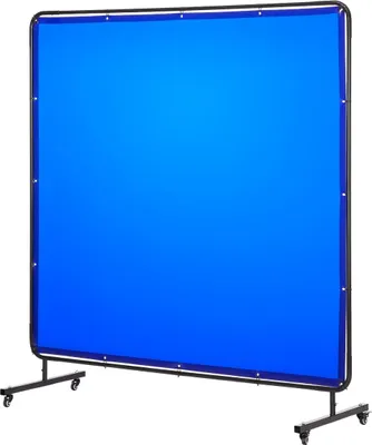 Image de Écran de soudage avec cadre, 1,74 x 1,74 m Écran de soudage, écrans de protection en vinyle ignifuge avec roulettes pivotantes verrouillables et protection UV à 6 niveaux pour atelier/usage industriel, bleu