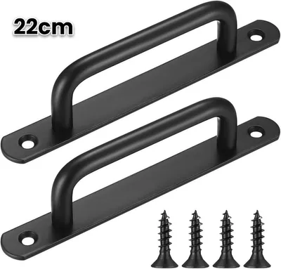 Productafbeelding van PromoHome® 2-delige set schuifdeurgrepen – Zwarte grepen met roestvrijstalen bevestiging, 22 cm
