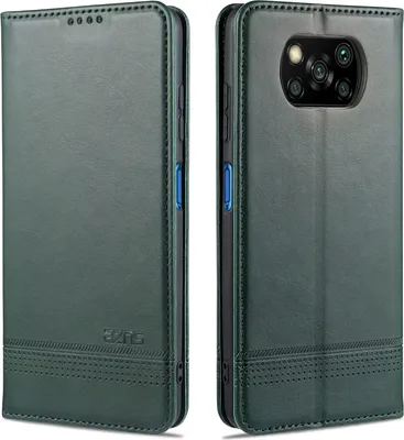 Immagine prodotto di Xiaomi Poco X3 Custodia, portafoglio con chiusura magnetica e stand, custodia in pelle flip per Xiaomi Poco X3 NFC / X3 Pro verde
