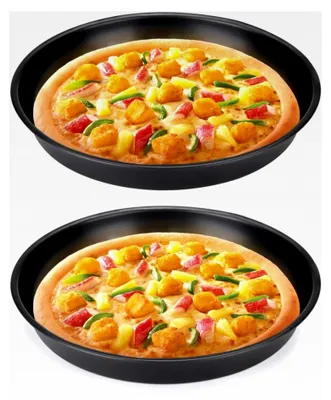 Produktbild von Pizzablech für den Backofen, tief, antihaftbeschichtet, Kohlenstoffstahl, rund, 21,5 cm, 2 Stück