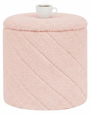 Produktbild von Runder Ottoman Fußhocker mit Stauraum, Boucle, Rosa
