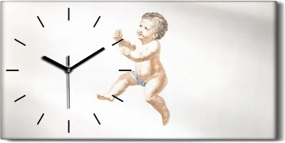 Produktbild von Wandbild Leinwand Bilder Wanduhr Geräuschlos 60x30 Zeichnung Antike Kinder Kunst - schwarze Hände