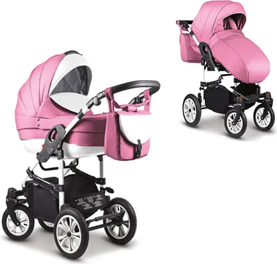Produktbild von Kinderwagen-Set Craft 2 in 1 in Rosa-Weiß - 13 Teile - in 18 Farben erhältlich