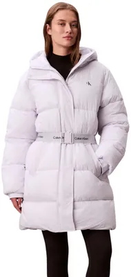 Produktbild von Calvin Klein Damen Daunenmantel Belted Midweight Long mit Taillengürtel, Violett