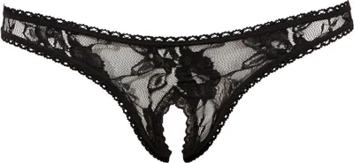 Obrázok produktu pre Koronkowe Stringi Z Otwartym Kroczem Czarne  Xl