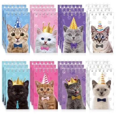 Produktbild von Mini Notizblöcke Katze 24 Stück Spiralbindung Lebendiger Stil