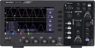 Produktbild von VOLTCRAFT DSO-2104 Digital-Oszilloskop 100 MHz 4-Kanal 1 GSa/s 80 kpts 8 Bit Digital-Speicher (DSO) 1 St.