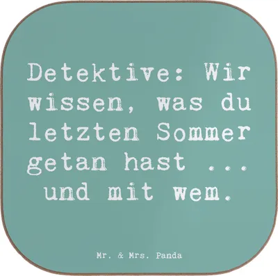 Produktbild von Mr. & Mrs. Panda Tischuntersetzer Spruch Detektiv Geheimnisse - Meeresbrise - Geschenk, gläseruntersetzer, Berufsgestaltung, Untersetzer für Gläser, Beruf, Hinweise, Lupe