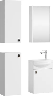 Produktbild von Planetmöbel Badmöbel-Set Waschtisch mit Unterschrank 40 cm, Spiegelschrank 40 cm & 2X Midischränke Weiß