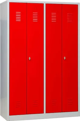 Produktbild von Gürkan Spind lichtgrau, feuerrot 104998, 2 Schließfächer 117,0 x 50,0 x 180,0 cm