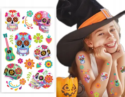 Zdjęcie produktu dla Halloween Straszne Zabawne Tatuaże Dynia Czarownica Wampir Duch Pająk Nietoperz Magiczna Dekoracja Impreza Dla Dzieci Dynia Latarnia Szkielet Śmiech Zabawa Obrzydliwa Magia, Kolor: Wielokolorowy