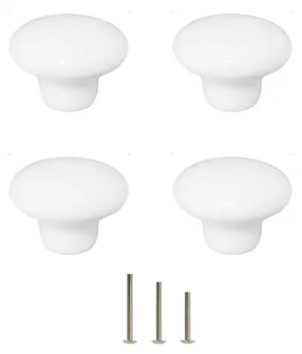 Immagine prodotto di Set di 4 pomelli in Vetroceramica bianca per mobili, diametro 32 mm