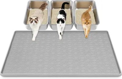 Produktbild von Katzenklo-Matte 42" x 29", Silikon, hellgrau, für Katzenklo