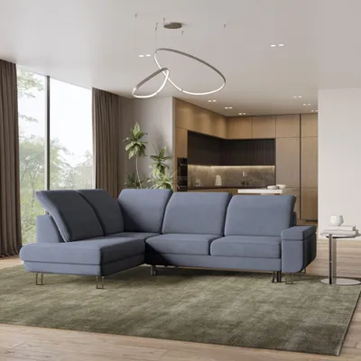 Produktbild von Masseno Ecksofa LERMA L-S mit Schlaffunktion L-Form, Sofa mit Bettkasten, Wohnzimmersofa, Couch, Soffa, Bettsofa, Couchgarnitur- Grau, MONOLITH 85
