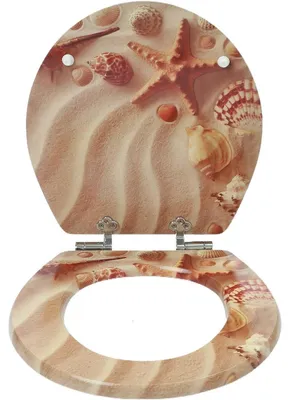 Produktbild von WC Sitz mit Absenkautomatik MDF Muschel Motiv feuchtigkeitsresistent antibakteriell 43,5 x 37,5 cm