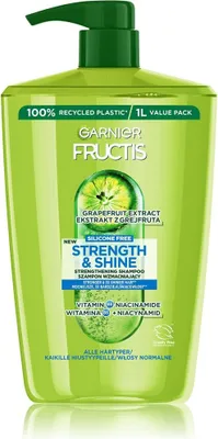 Image de Shampooing fortifiant pour tous les types de cheveux sans éclat et sans force Fructis Strength & Shine (shampooing fortifiant), 1000 ml