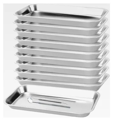 Produktbild von 10 Stück Serviertablett aus Edelstahl, 22,5 x 12 x 2 cm, Silber