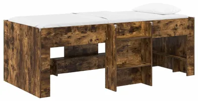 Image de Cadre de Lit Élevé pour Enfants Chêne fumé 90 x 190 cm