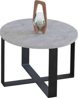 Zdjęcie produktu dla Kawowy Okrągły Stolik Ława Loft Industrial Salon 55 cm Metalowy Stelaż