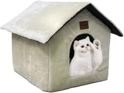 Produktbild von Tragbares Katzenhaus mit Plüschkissen – Faltbares, weiches Katzenzelt für den Innenbereich – 40 x 35 x 40 cm