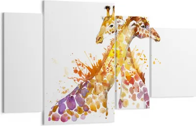 Produktbild von Bild auf Leinwand - Leinwandbild - Giraffen Tiere Kinder Safari - 120x70cm - Wand Bild - Wanddeko - Leinwanddruck - Bilder - Kunstdruck - Wanddekoration - Leinwand bilder - Wandkunst - DL120x70-2883