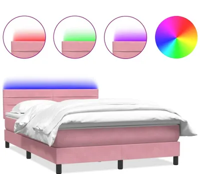 Immagine prodotto di Letto a Molle con Materasso e LED Rosa 160x220 cm in Velluto