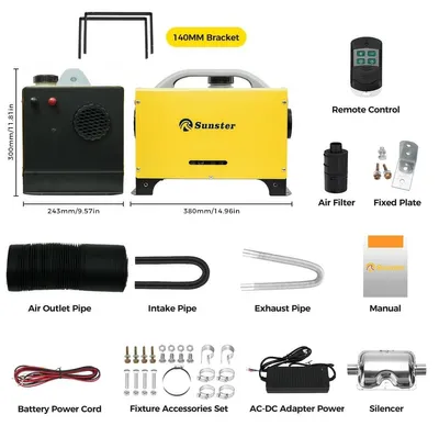 Immagine prodotto di Riscaldatore diesel da 8 kW, 12V/24V/110-240V, riscaldatore ad aria multifunzione con interruttore LCD e telecomando