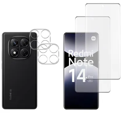 Produktbild von Gehäuse aus gehärtetem Glas für Xiaomi Redmi Note 14 PRO 5G und Kameraschutz [2er-Pack] Displayschutzfolie  Phonillico®