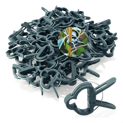 Produktbild von com-four® 60x Pflanzenklemmen groß - Rankhilfen zur Sicherung von Pflanzen - Pflanzenklammern für Planen - Rankkäfige für Tomaten - Rosenklammern - grüne Pflanzenclips