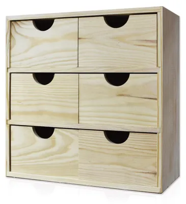 Immagine prodotto di Cassettiera da Tavolo  6 Cassetti 32x32x14 cm in Legno di Pino Massello Naturale