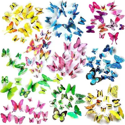 Immagine prodotto di Magneti a forma di farfalla in plastica con magnete e adesivo - Set da 120 pezzi