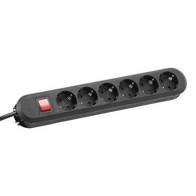 Produktbild von BACHMANN SMART Steckdosenleiste 6x Schutzkontakt, Schalter, schwarz, 3 m