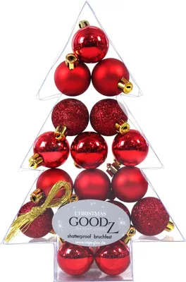 Produktbild von Weihnachtskugeln Rot | Ø 3 cm | 17 Stück | bruchsicher | Glänzend & matt | Mini