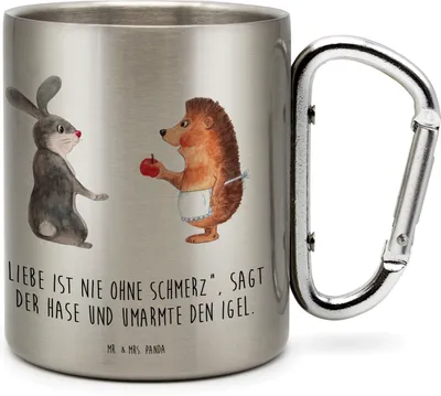 Produktbild von Mr. & Mrs. Panda Thermobecher Hase Igel - Transparent - Geschenk, Trennungsschmerz, Edelstahl Trinkbecher, und, Edelstahl-Thermobecher, Teetasse, Herzschmerz