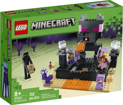 The image shows the box of a LEGO Minecraft The End Arena building toy set.