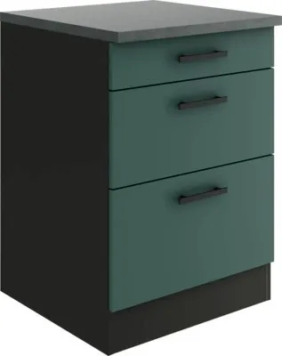 Produktbild von Optifit Schubladenunterschrank Verona405 BxTxH 60 x 60 x 84,8 cm grün matt zerlegt KUVE U636-9+