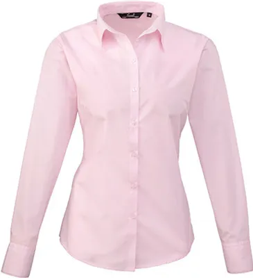 Produktbild von Premier Workwear Damen Popeline Bluse langarm PR300 pink 48 (3XL/20)