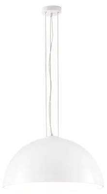 Immagine prodotto di Lampada a Sospensione in Vetro Bianco Opale, Struttura in Metallo e Alluminio, Design Moderno e Minimalista, Attacco E27, D.50 x H.175 cm - Perenz