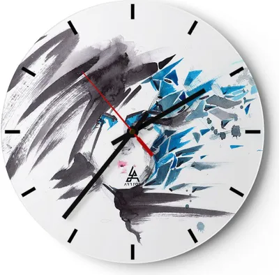 Produktbild von Wanduhr - Rund - Glasuhr - Frau Gesicht Illustration Make-up - 40x40cm - Schleichendes Uhrwerk - Lautlos - zum Aufhängen bereit - Dekoration Modern - Wanddekoration aus Glas - C3AR40x40-3020