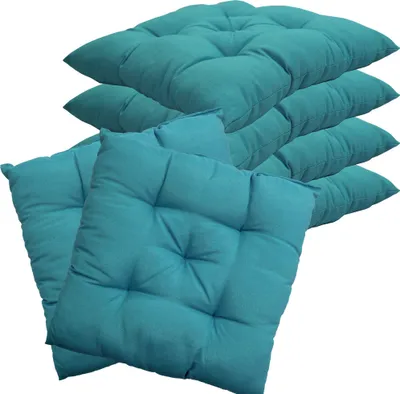 Produktbild von Stuhlkissen 38x38 cm ComfySeat - Sitzkissen mit 6 cm Comfort Sitzpolster - Indoor & Outdoor, Farbe:Aqua, Set:6er Set
